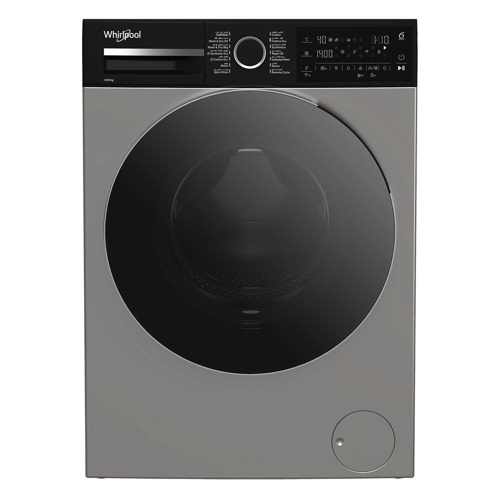 Whirlpool Front Load Washing Machine, 12kg Washing Capacity, 8kg Drying Capacity, WWD 128144D SBME – Silver