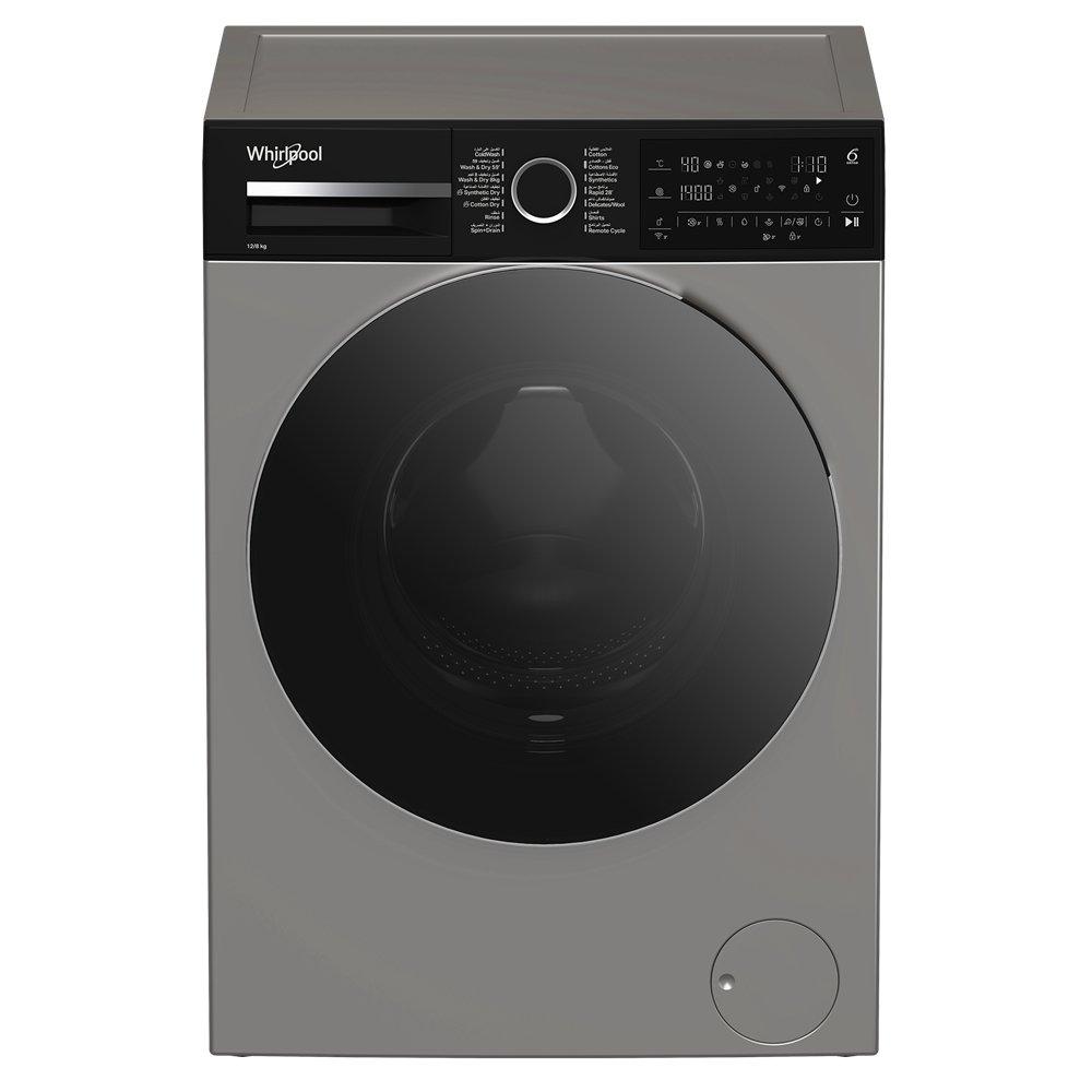 Whirlpool Front Load Washing Machine, 12kg Washing Capacity, 8kg Drying Capacity, WWD 128144D SBME – Silver