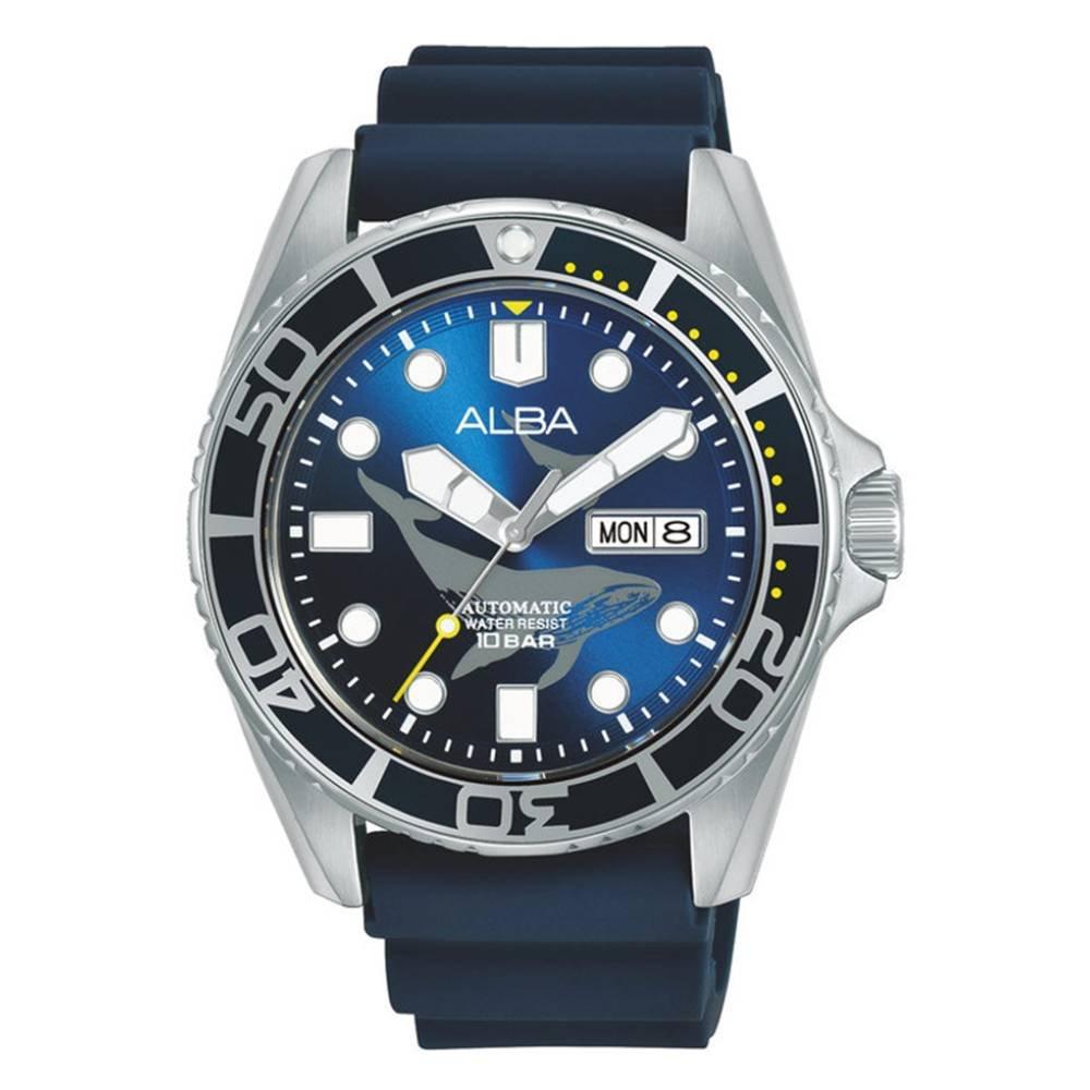 Alba Mechanical Watch for Men, Analog, 43mm, Silicone Strap, AL4621X1 - Blue