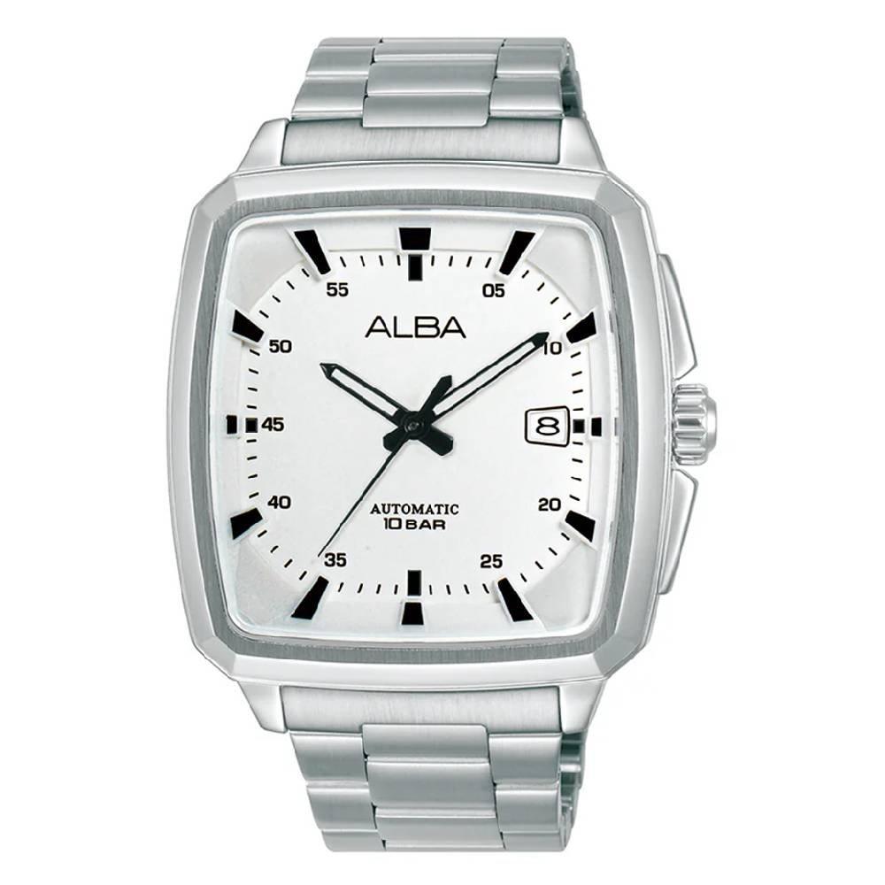 Alba Mechanical Watch for Men, Analog, 40X49mm, Stainless Steel Strap, AU4045X1 - Silver