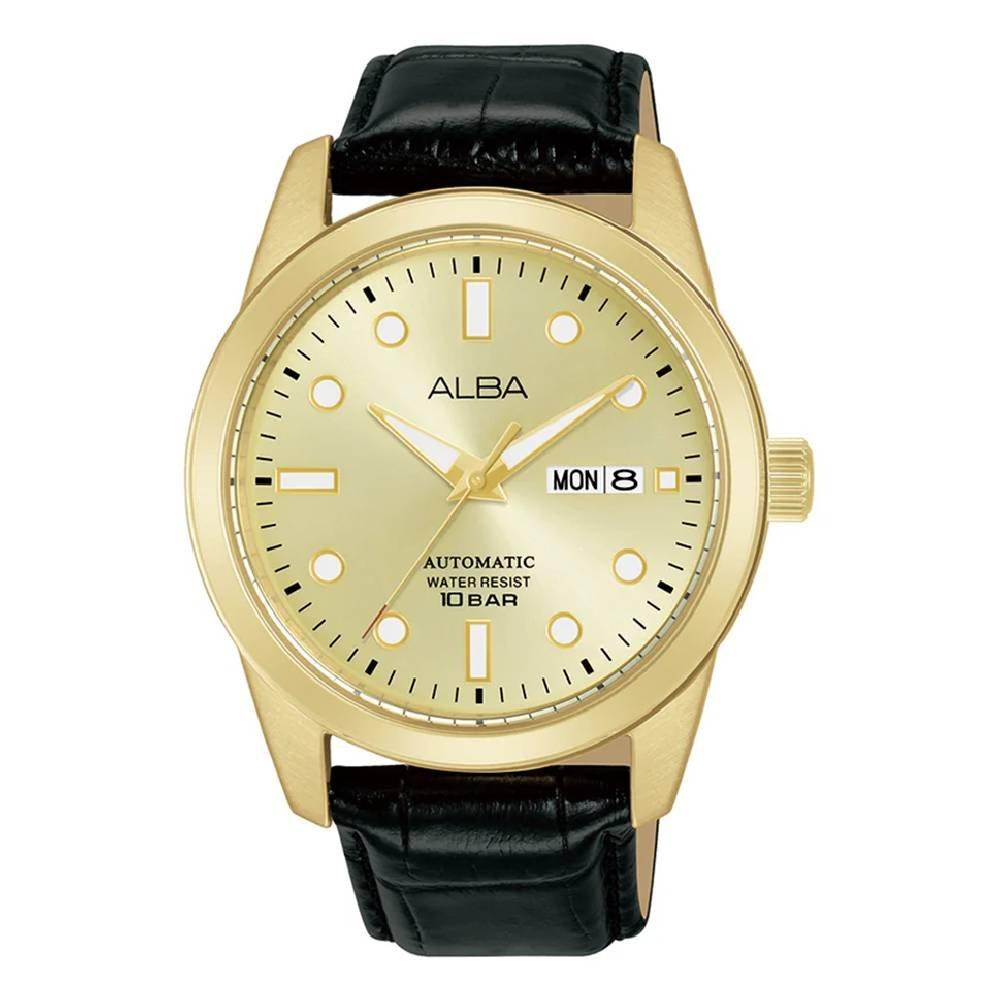 Alba Mechanical Watch for Men, Analog, 42mm, Leather Strap, AL4662X1 – Black