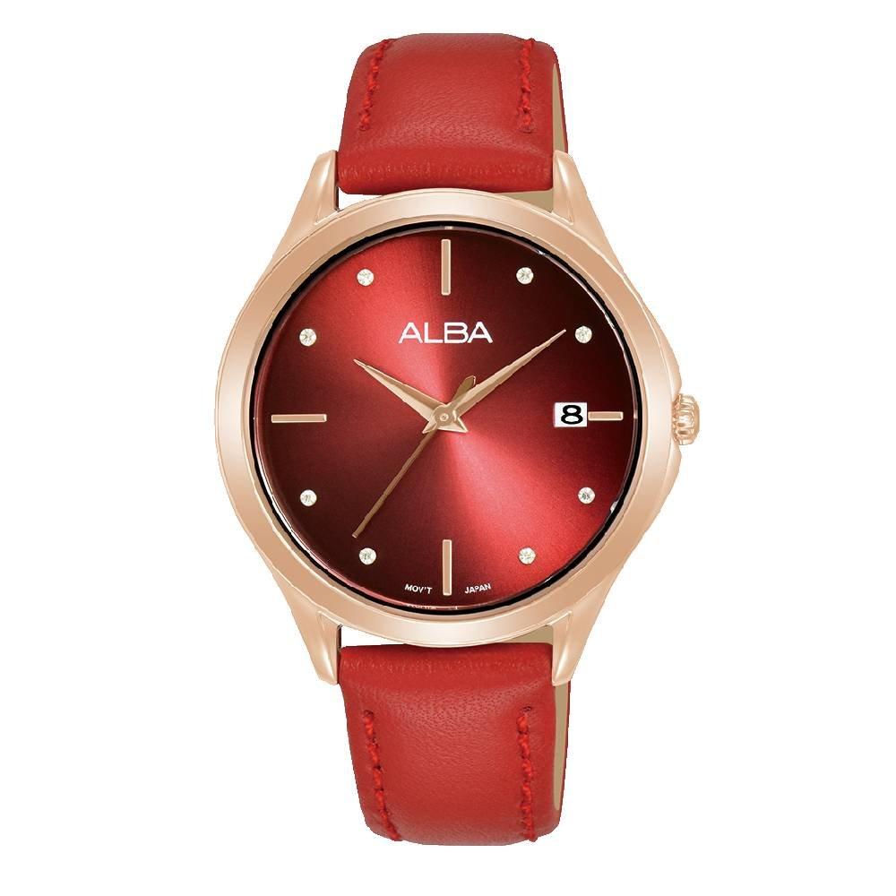 ساعة ألبا للنساء كوارتز انالوج 34 ملم سوار أحمر AG8P98X1 ذهبي وردي