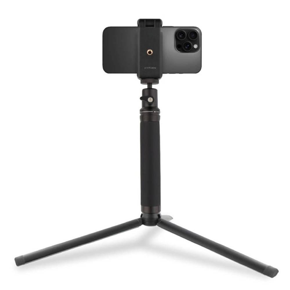 حامل ثلاثي صغير وعصا سيلفي لكاميرا الهاتف الذكي من هايفن، HVR-TTS4619 - أسود