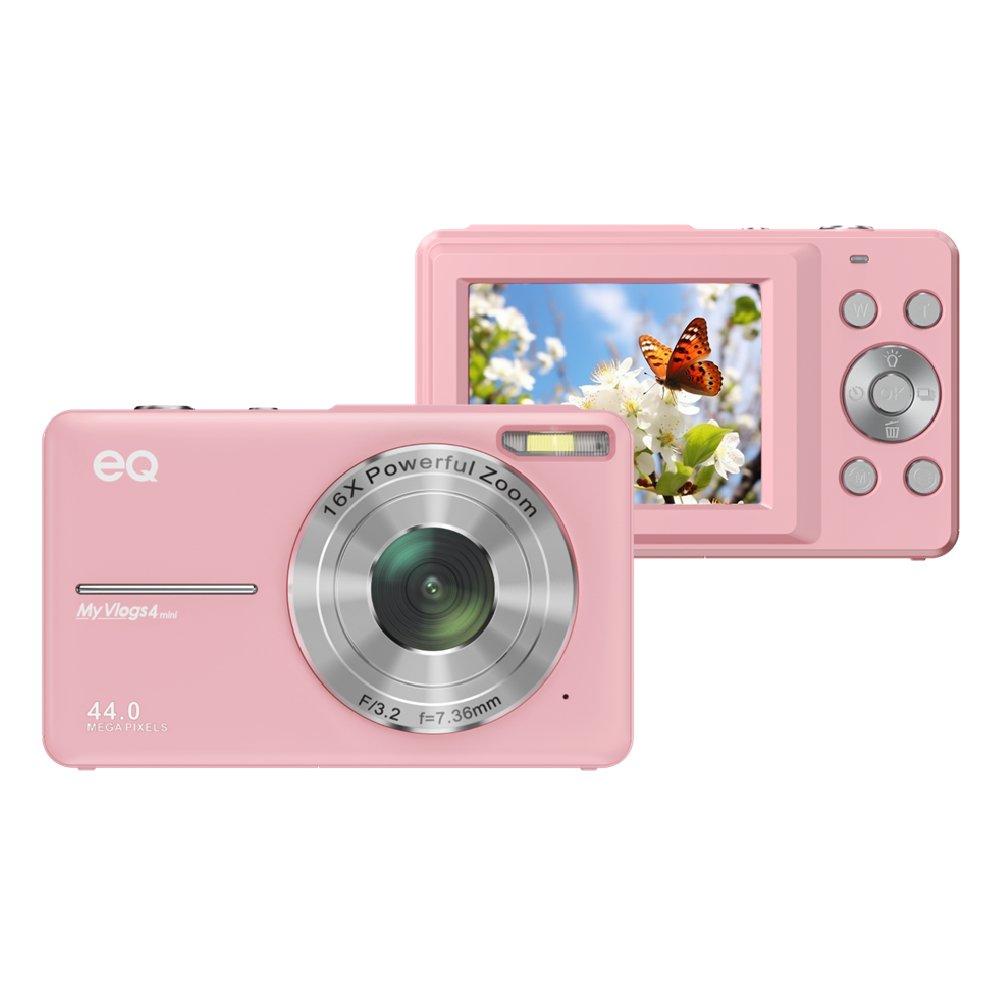 كاميرا رقمية صغيرة من اي كيو بدقة 44 ميجابكسل عالية الوضوح مع تقريب بصري، MyVlogs4mini PNK - وردي