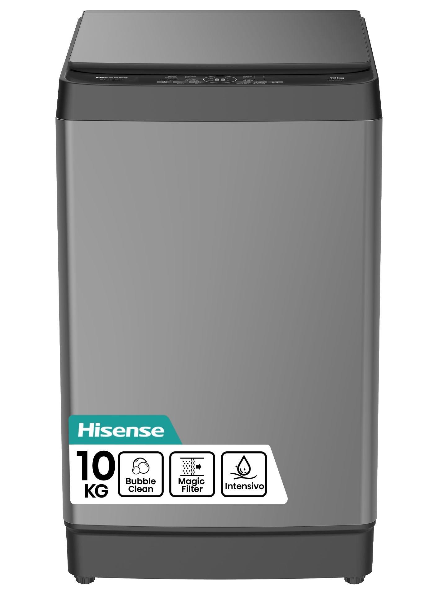 غسالة ملابس من هايسنس، سعة 10 كجم، فتحة تحميل علوية، WT3K1023UT - رمادي