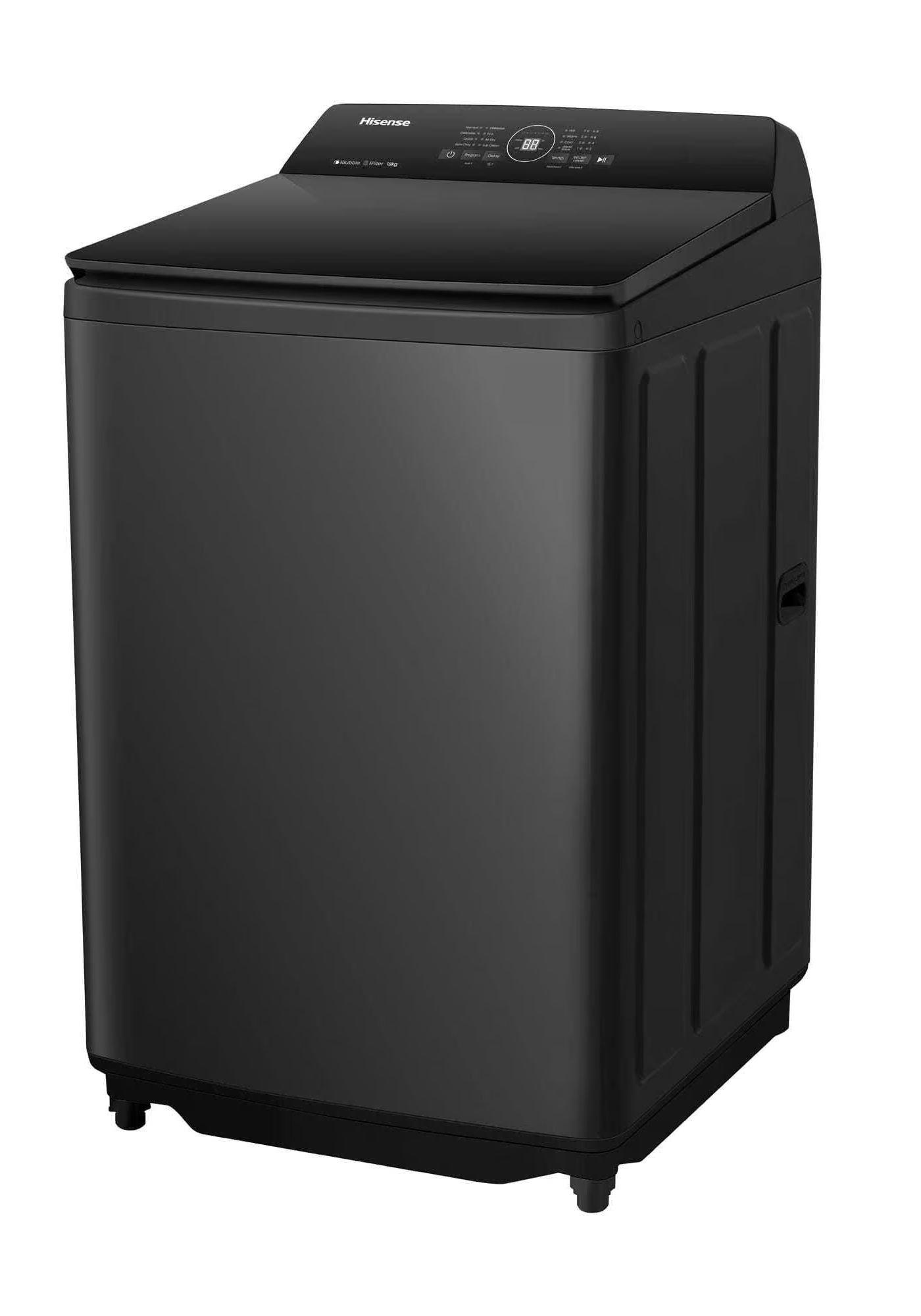 غسالة ملابس هايسنس تحميل علوي، 18 كجم، WT3I1823UT1 - أسود