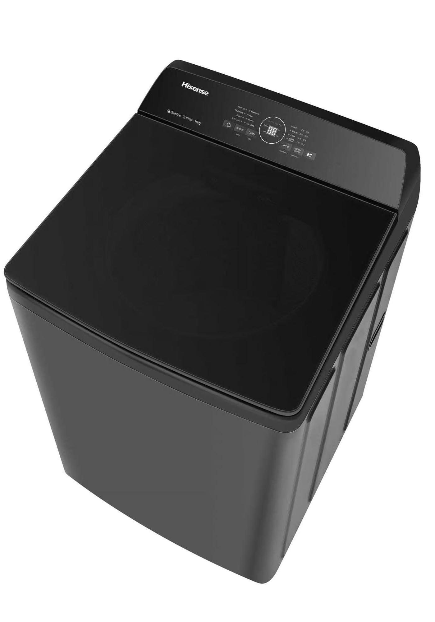 غسالة ملابس هايسنس تحميل علوي، 18 كجم، WT3I1823UT1 - أسود