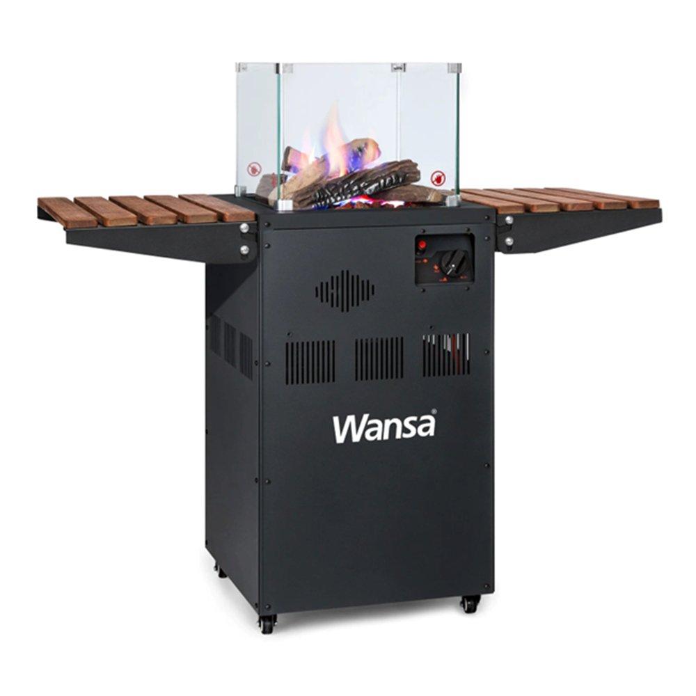 Wansa Glass Heater Foldable Table, P1201C-T - Black