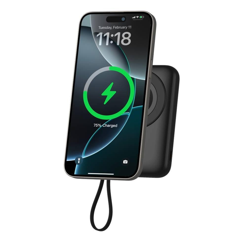 Gizzy Magsafe 3 In 1 Wireless Charging Power Bank, HW36DW-3 - Black