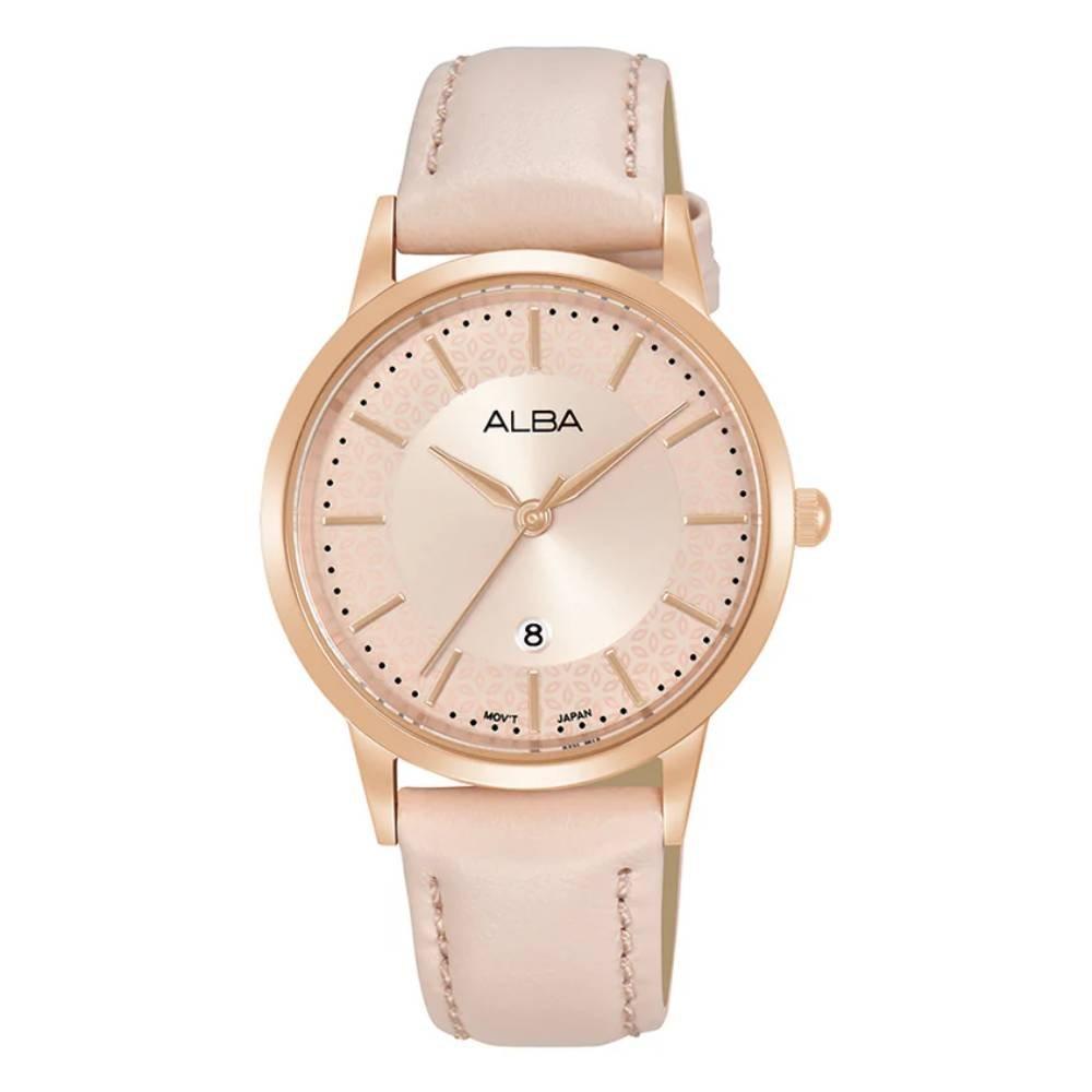 ساعة ألبا فاشون نسائية، أنالوج، 32 ملم، سوار جلد وردي AH7dj0x1