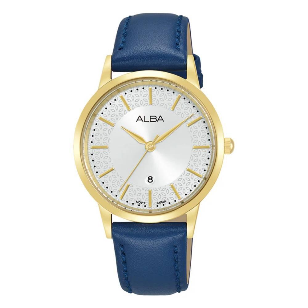 Alba Fashion Womens Watch, Analog, 32mm, Blue leather Strap AH7dj4x1 Stainless steel