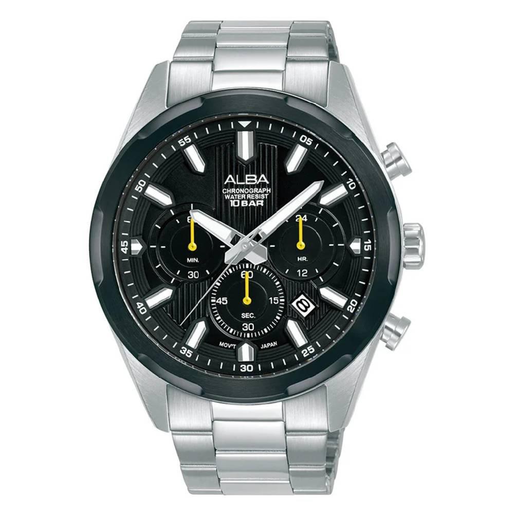 Alba Mechanical Watch for Men Chrono 43.2mm Stainless Steel Strap AT3J87X1Silver