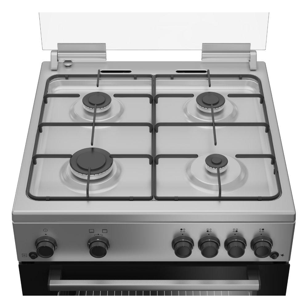Beko 4 Burners Gas Cooker, 60x60cm, FBG62110SSL - Silver
