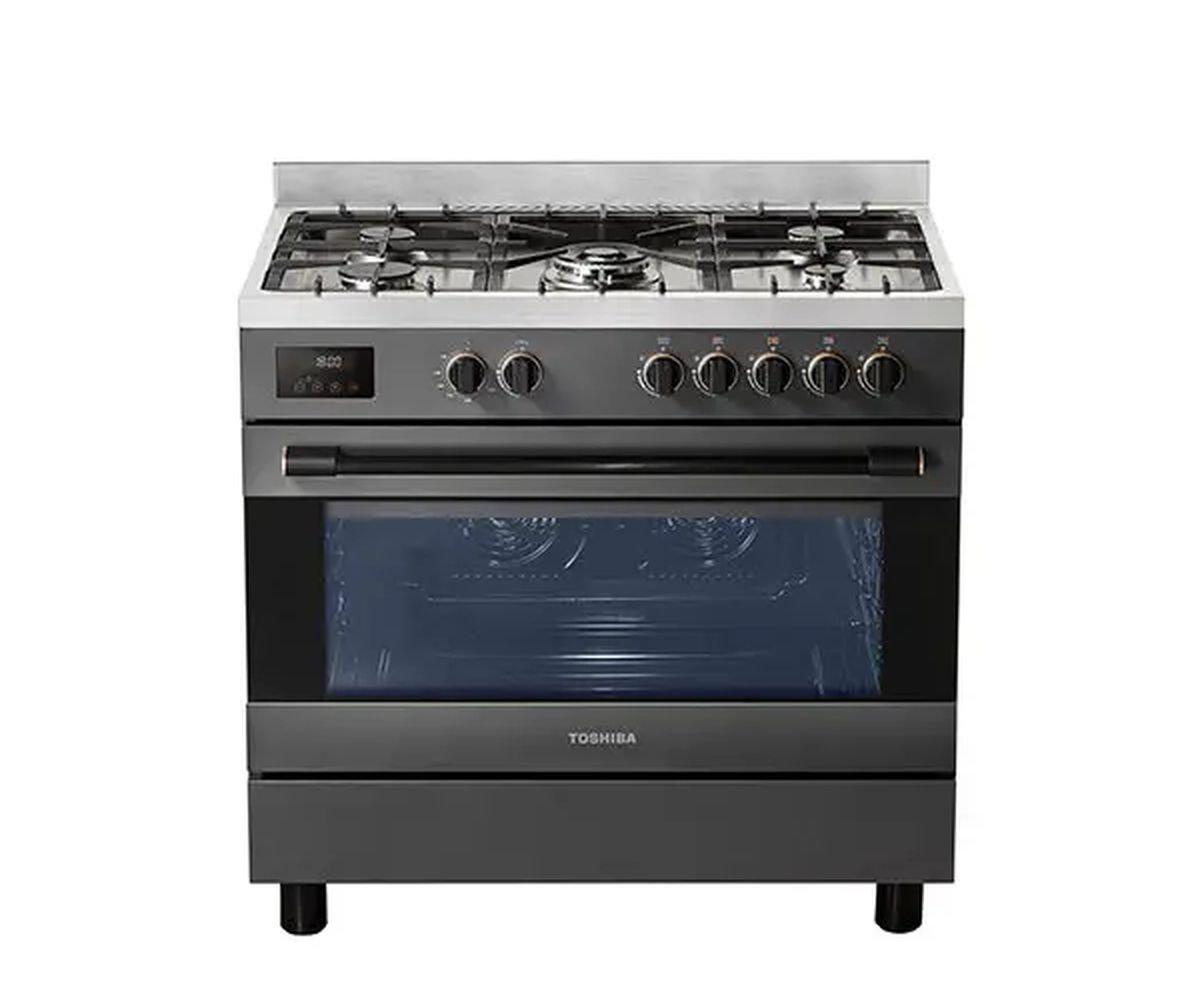 Toshiba 5 Burner Gas Cooking Range, RQ1-90MG5GE(GR) - Black