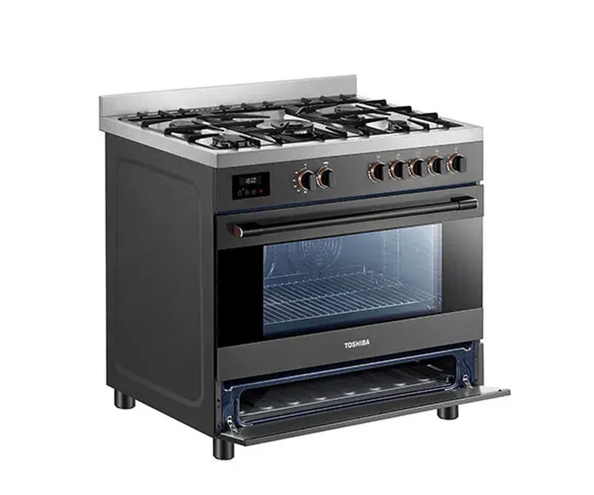 Toshiba 5 Burner Gas Cooking Range, RQ1-90MG5GE(GR) - Black