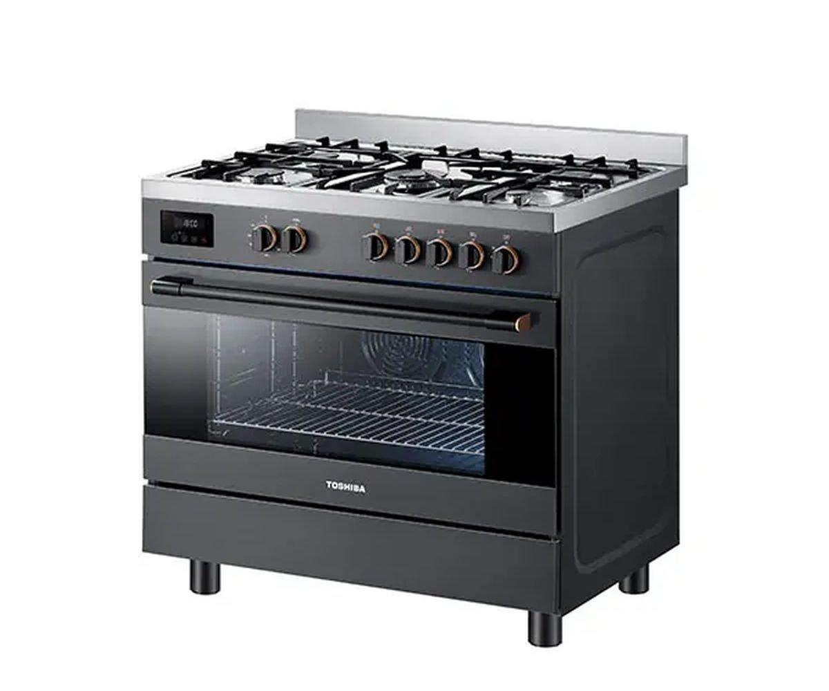 Toshiba 5 Burner Gas Cooking Range, RQ1-90MG5GE(GR) - Black