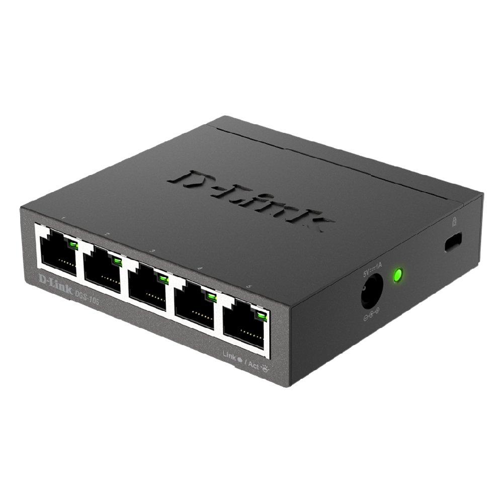 D-Link 5-Port Desktop Gigabit Smart Managed Switch, DGS-105/B – Black