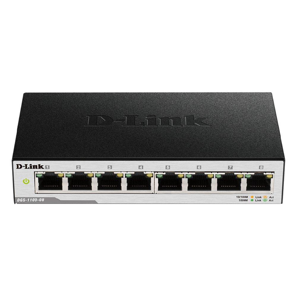 D-Link 8-Port Desktop Gigabit Smart Managed Switch, DGS-108/B - Black