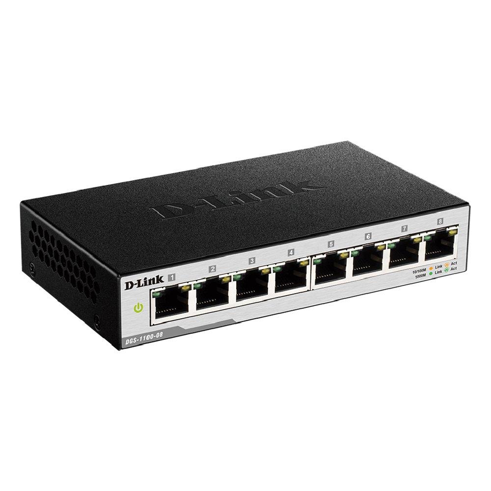 D-Link 8-Port Desktop Gigabit Smart Managed Switch, DGS-108/B - Black