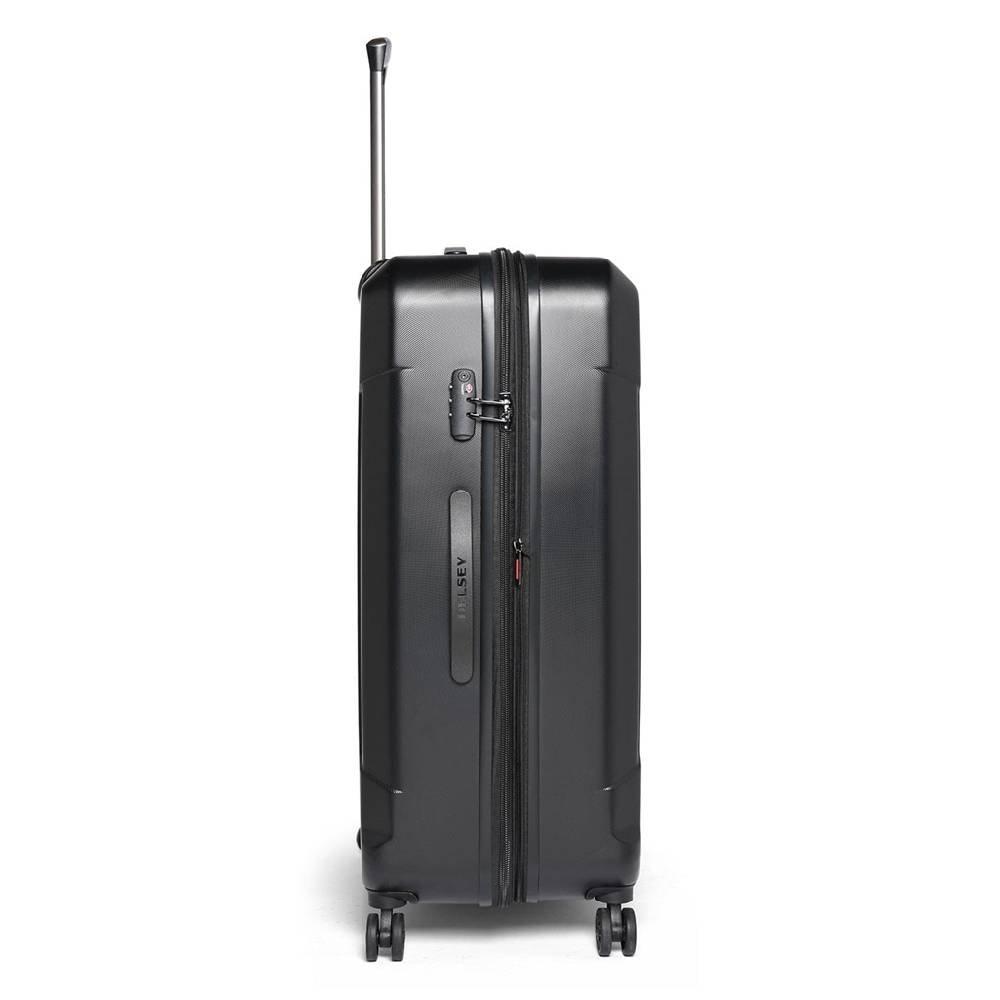 DELSEY Depart 71cm Hard Luggage Expandable 4 Wheel Check, 00314582000 X9– Black