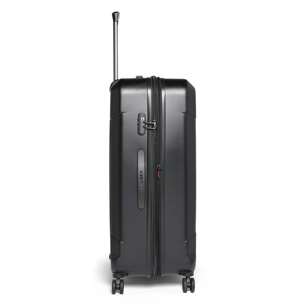 DELSEY Depart 81cm Hard Luggage Expandable 4 Wheel Check, 00314583000 X9 – Black