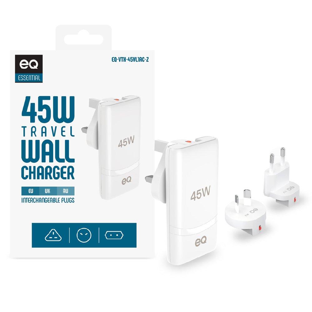 EQ Gan Wall Charger 45W UK, EQ-VTX-45VLAC-Z -White