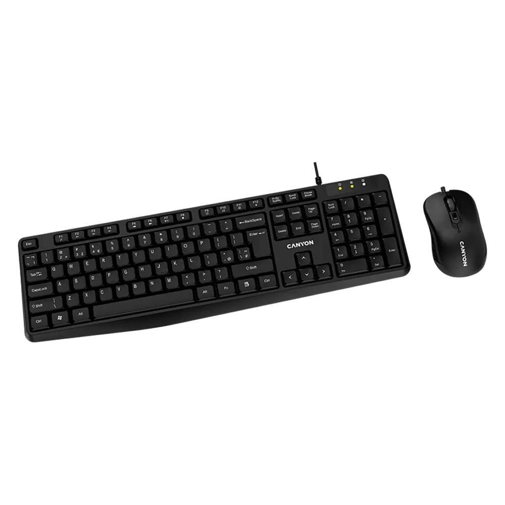 Canyon Wired Combo Keyboard and Mouse, CNE-CSET1-AR - Black