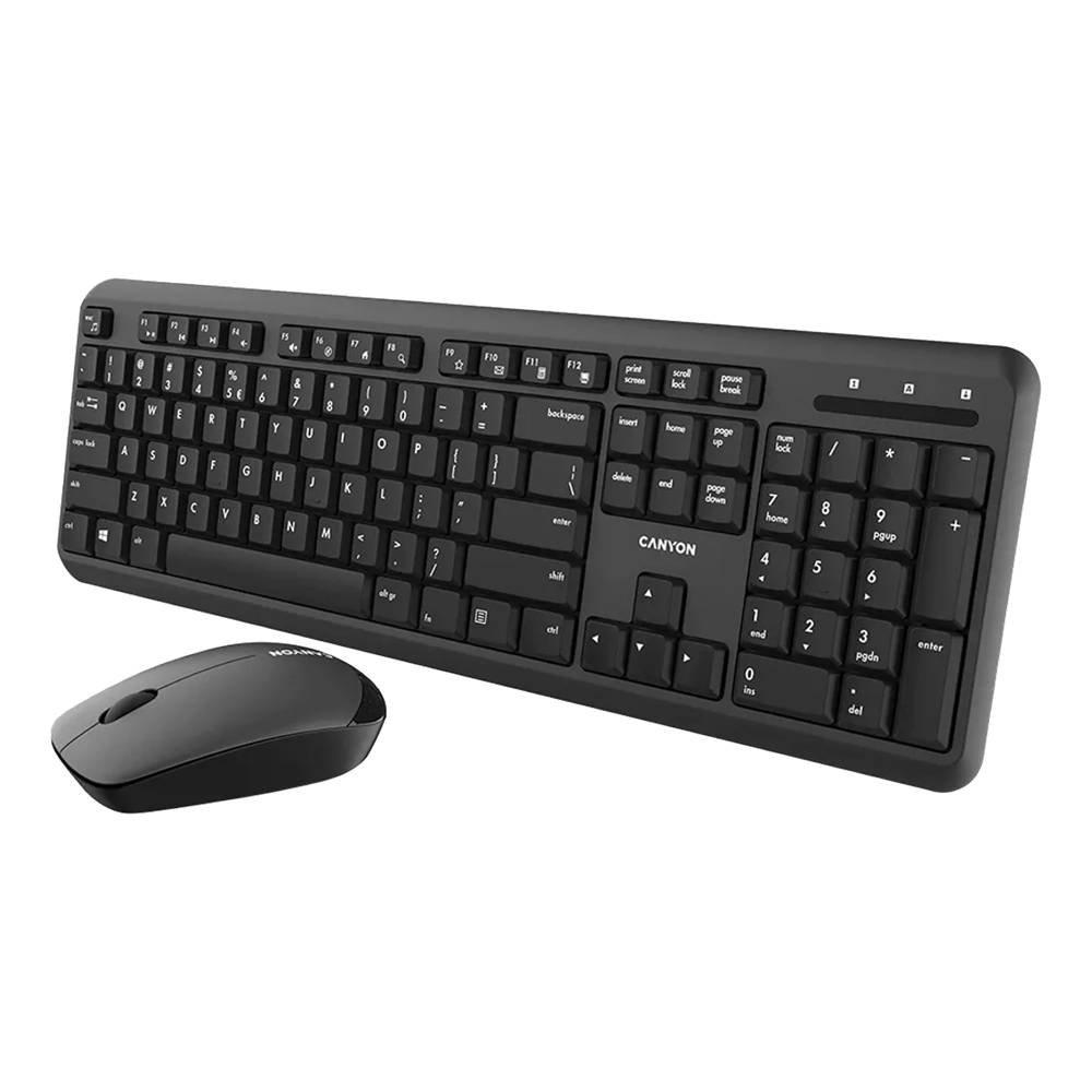Canyon Wireless Mouse & AR Keyboard Set, CNS-HSETW02-AR-  Black