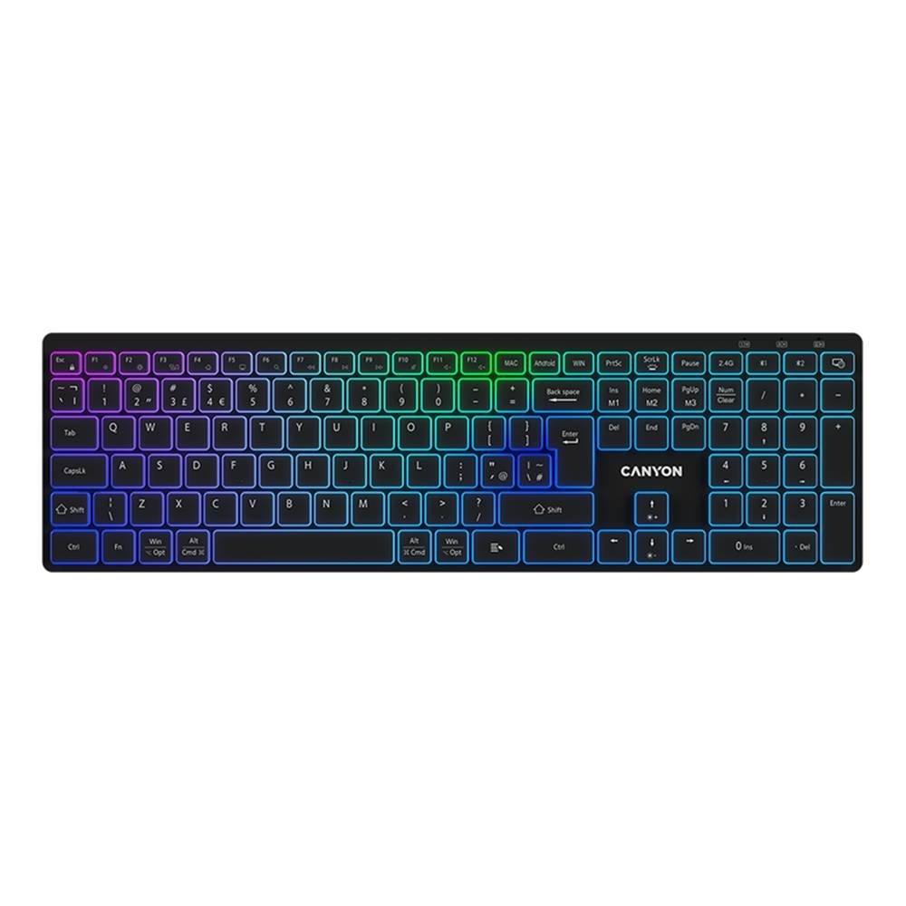 Canyon Slim Dual Mode Bluetooth RGB Wireless AR Keyboard, CNS-HBTK11B-AR-  Black