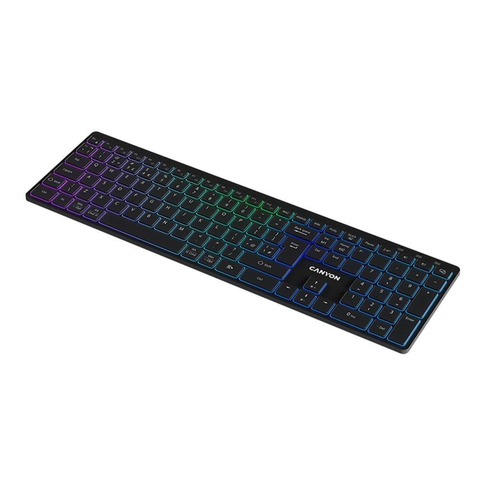 Canyon Slim Dual Mode Bluetooth RGB Wireless AR Keyboard, CNS-HBTK11B-AR-  Black