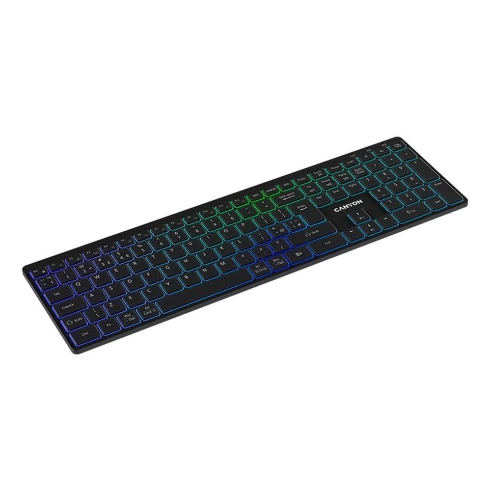 Canyon Slim Dual Mode Bluetooth RGB Wireless AR Keyboard, CNS-HBTK11B-AR-  Black