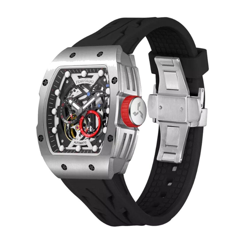 Toronado Watch For Men 38.5mm Black Strap T24302-SSBB Silver