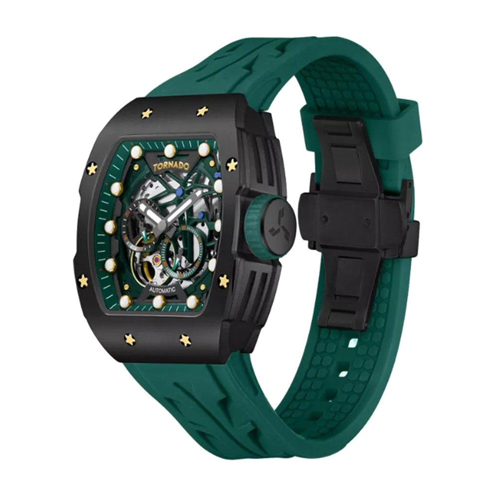 Toronado Watch For Men 38.5mm Green Strap T24302-BSHB Black