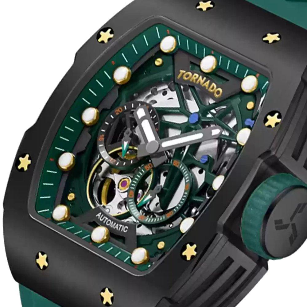 Toronado Watch For Men 38.5mm Green Strap T24302-BSHB Black