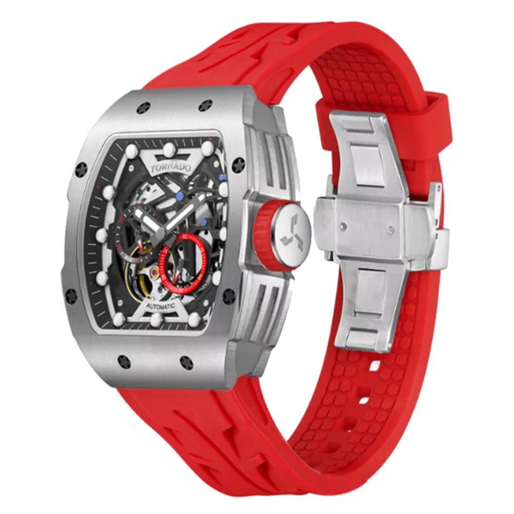 Toronado Watch For Men 38.5mm Red Strap T24302-SSRB Silver