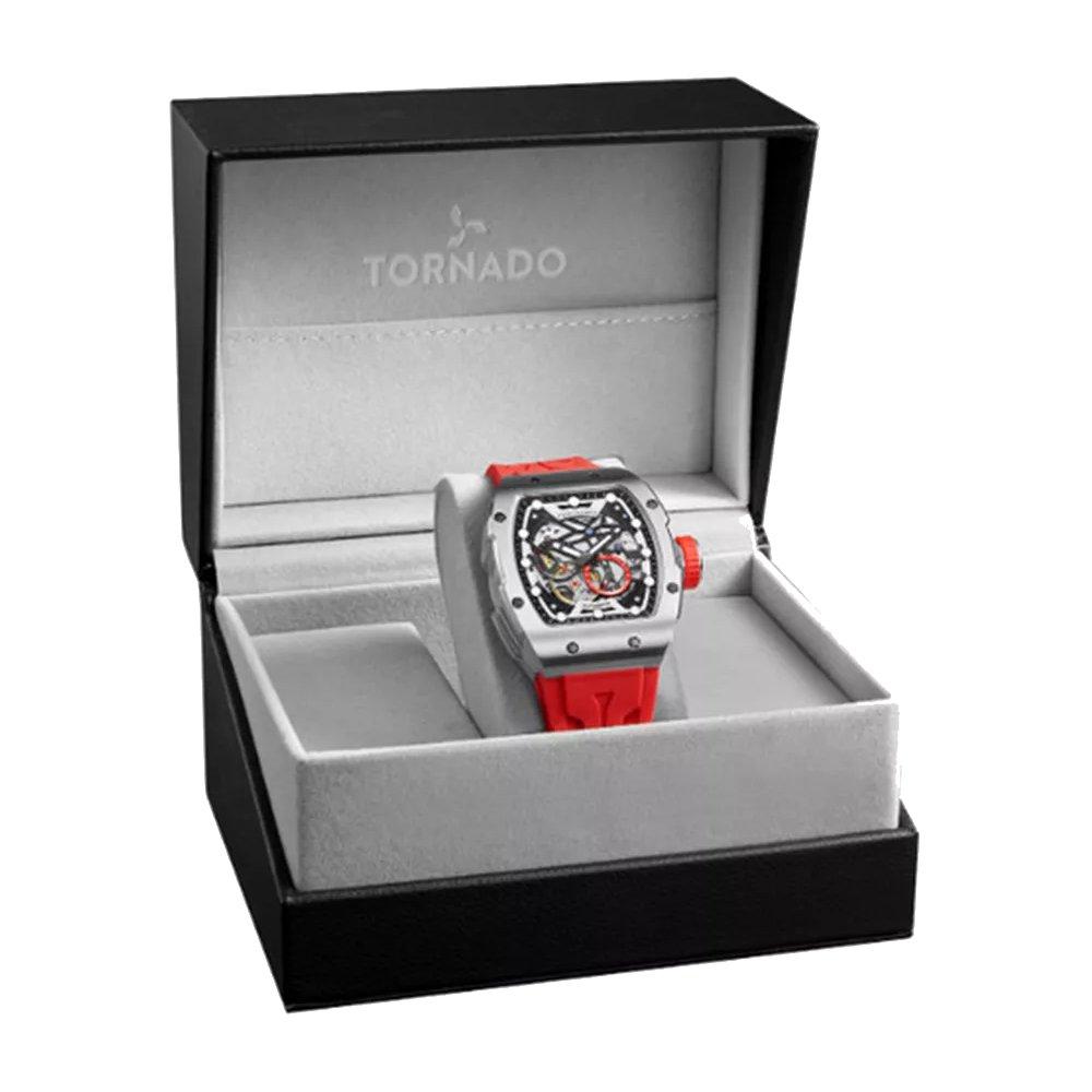 Toronado Watch For Men 38.5mm Red Strap T24302-SSRB Silver