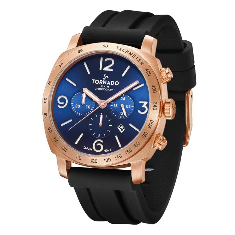 Toronado Watch For Men 43mm Black Strap T9102-KSBN Rose Gold