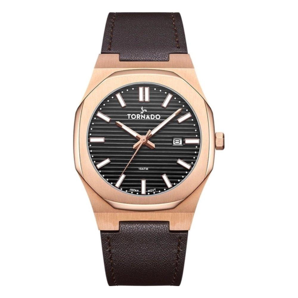 Toronado Watch For Men 40mm Brown Strap T22002-RLDB Rose Gold