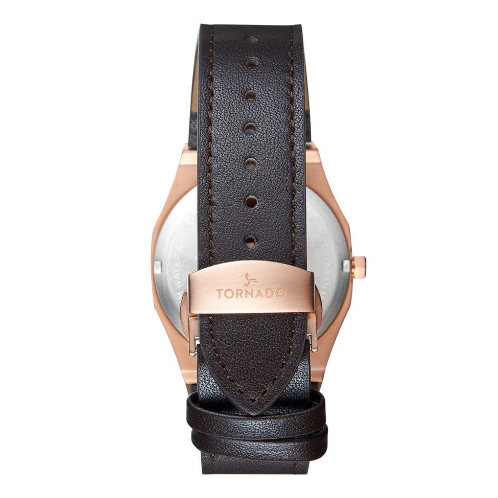 Toronado Watch For Men 40mm Brown Strap T22002-RLDB Rose Gold