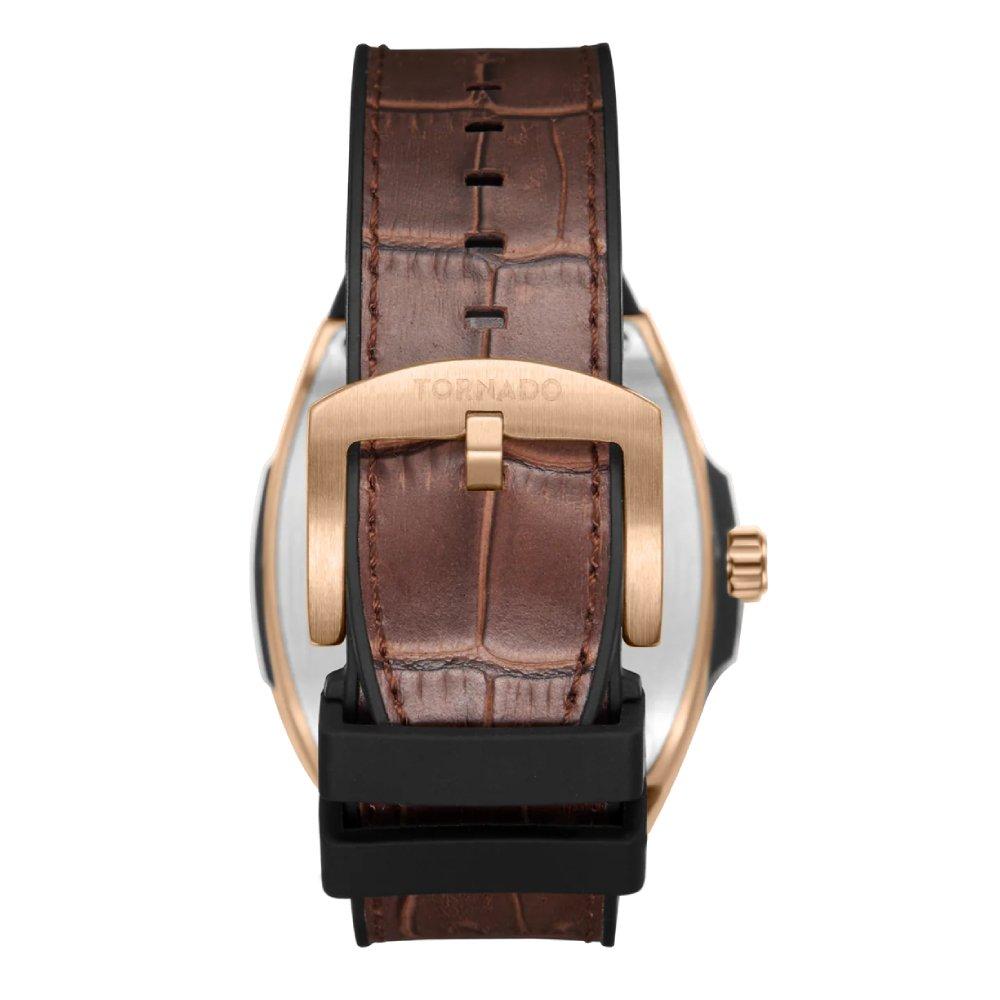 Toronado Watch For Men 44mm Brown Strap T25301-RLDB Rose gold