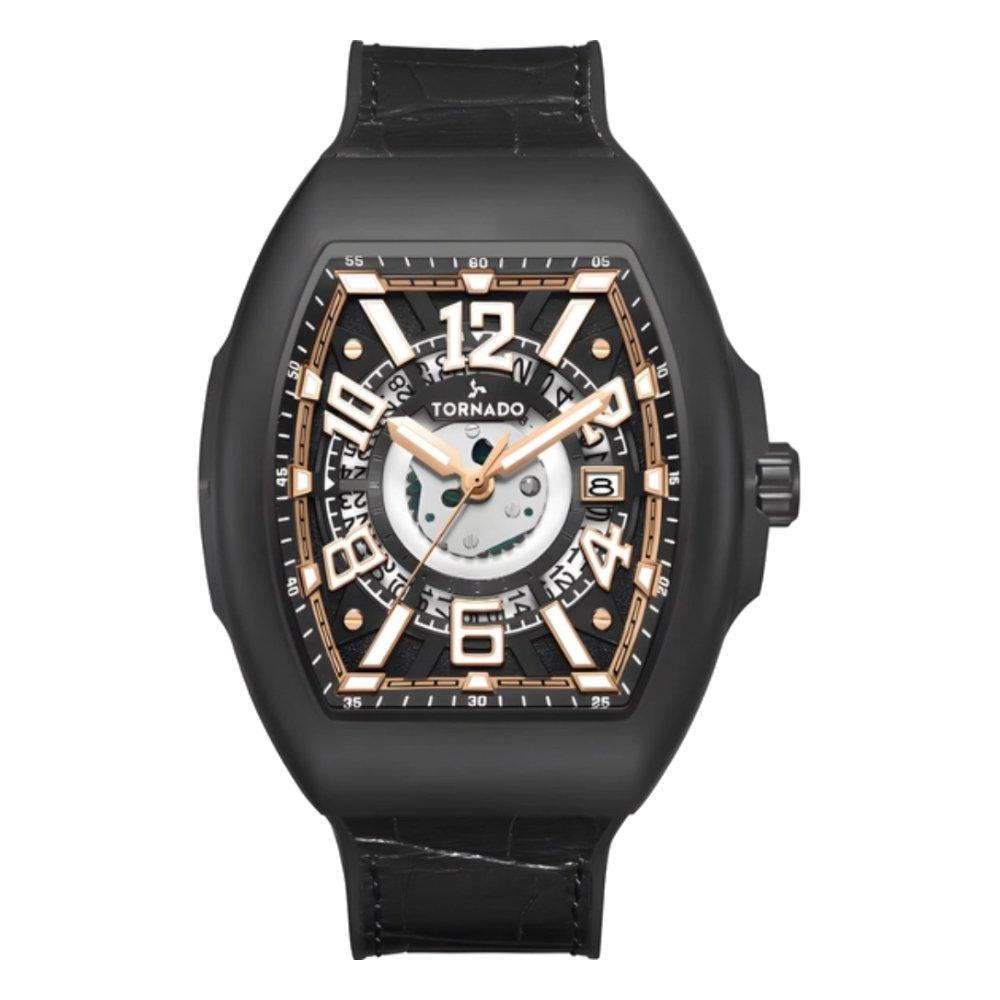 ساعة تورونادو رجالي 44 ملم سوار أسود T25301-BLBB أسود