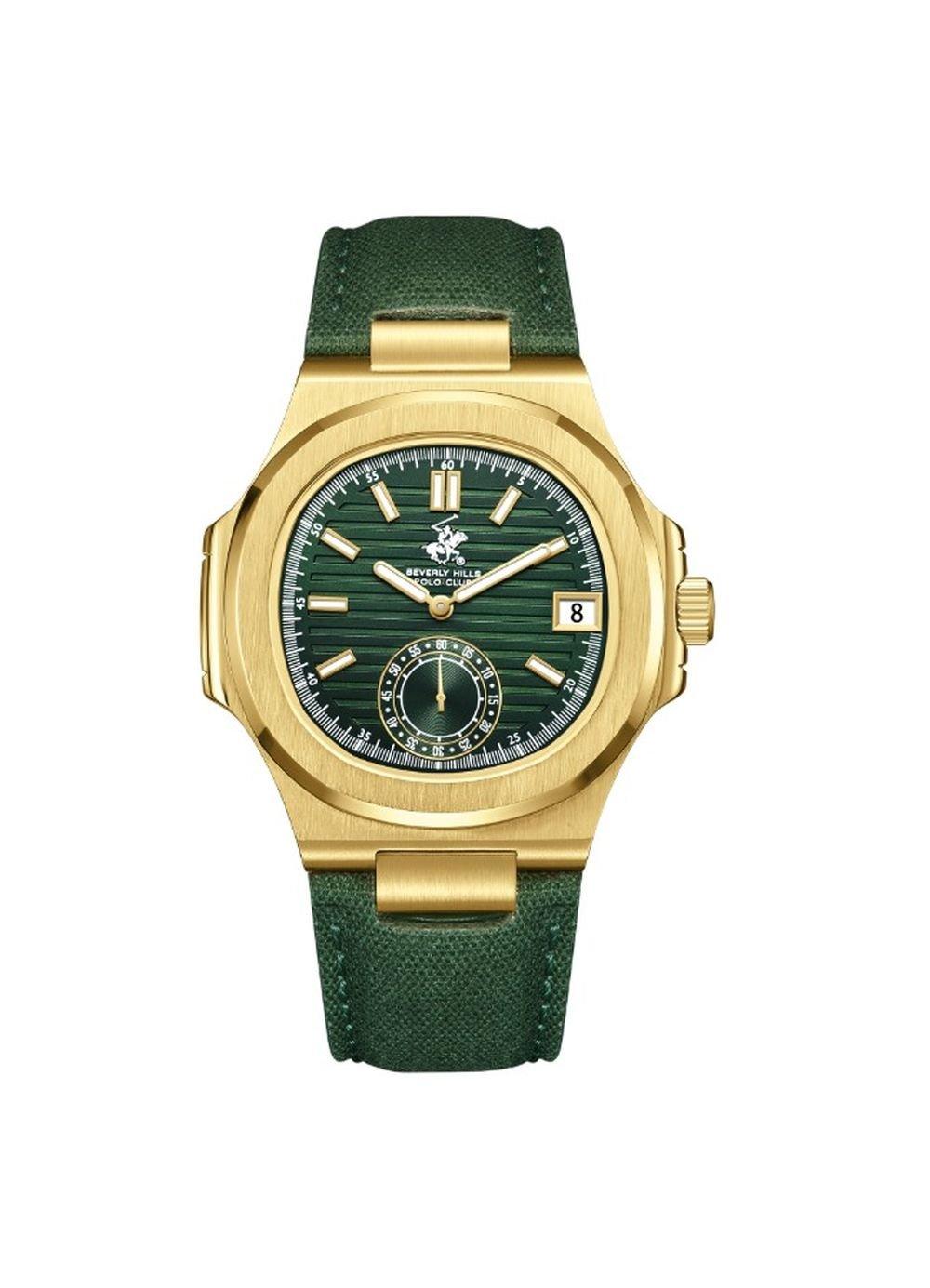 Beverly Hills Polo Men's Watch, Multifunction, Metal Strap, 24x20mm, BHPC-BP3792X.177 - Green