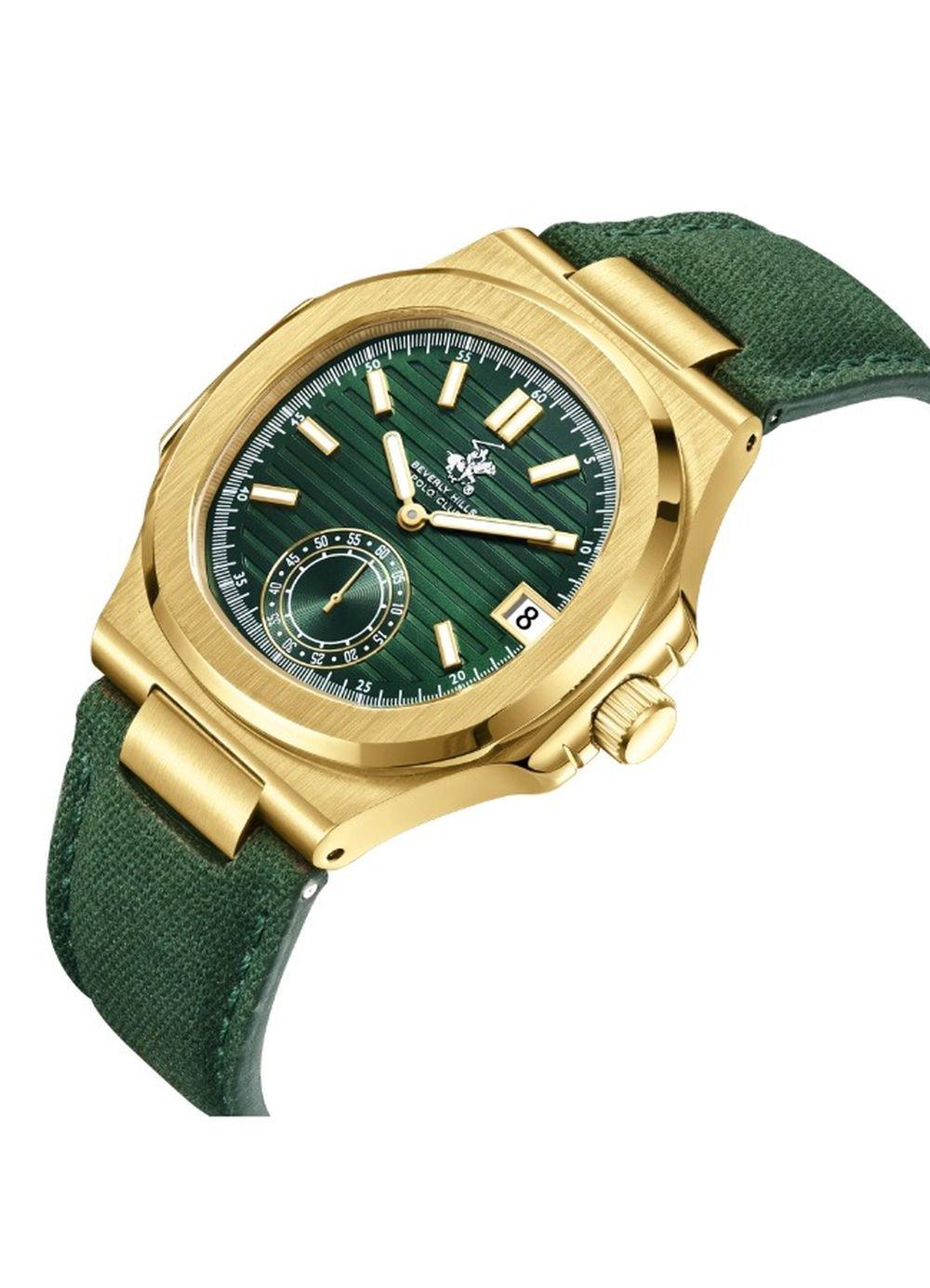 Beverly Hills Polo Men's Watch, Multifunction, Metal Strap, 24x20mm, BHPC-BP3792X.177 - Green