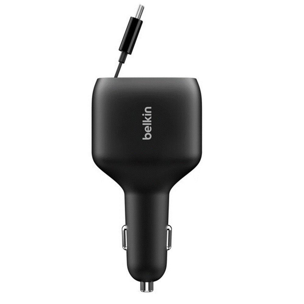 Belkin 75W 3-port Car Charger with USB-C/A Cable, CCC001HQBK - Black