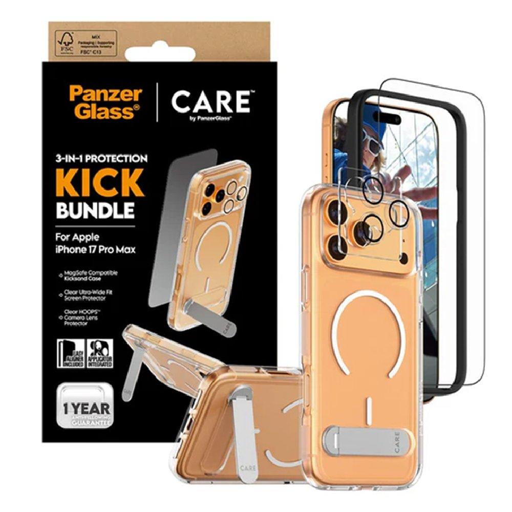 PanzerGlass 3-in-1 Feature Kick Bundle for iPhone 17 Pro Max, CR41528 - Clear