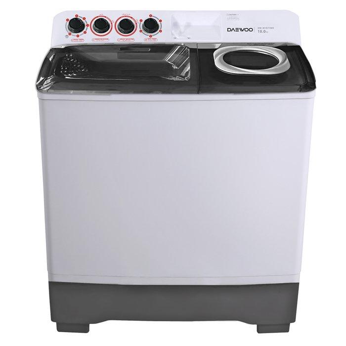 Daewoo Twin Tub Washer, 18kg Washing Capacity, 10kg Spin Capacity, DW-W1871WHU - White
