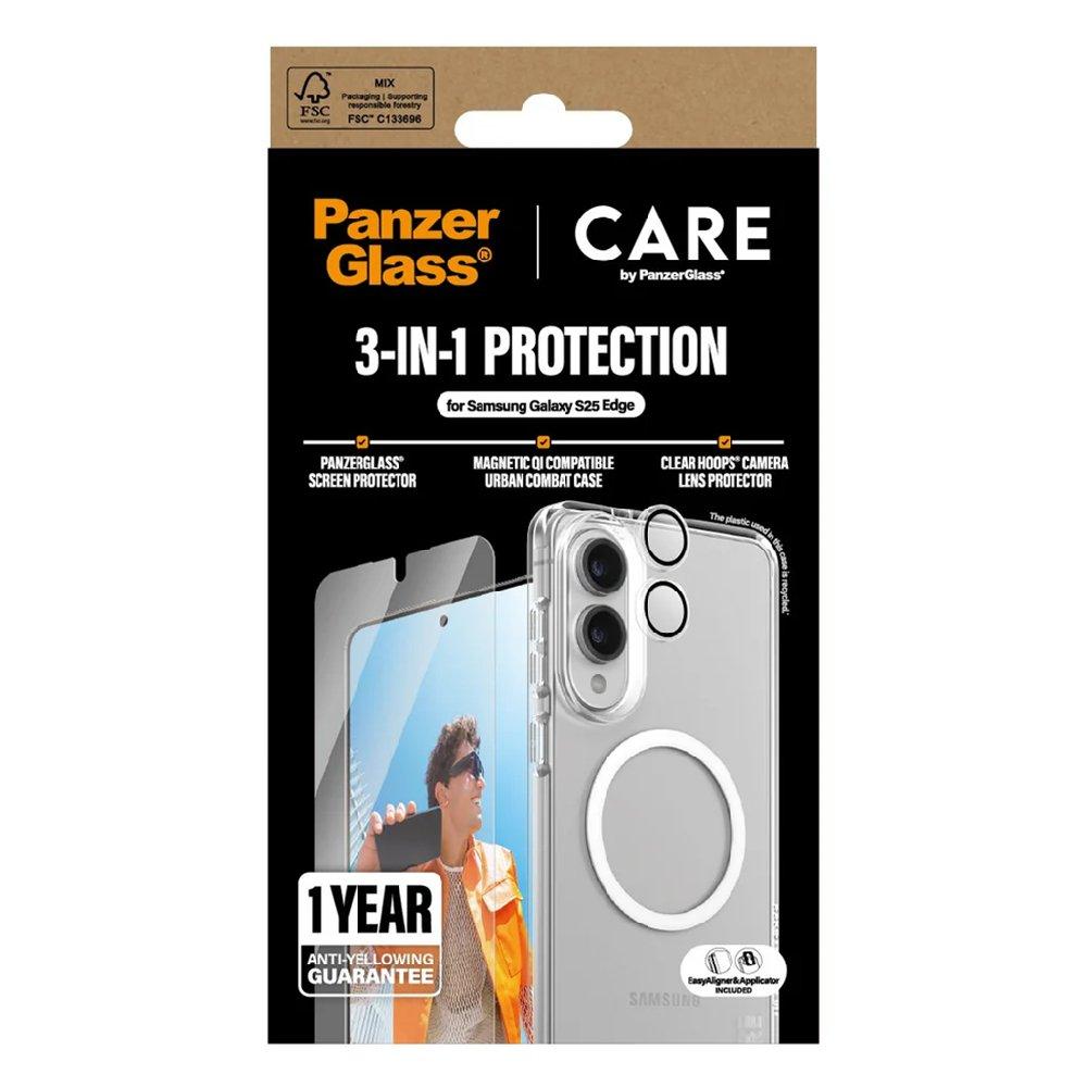 مجموعة بانزر جلاس 3 في 1 لهاتف سامسونج اس25 ايدج، CR57432 - شفاف