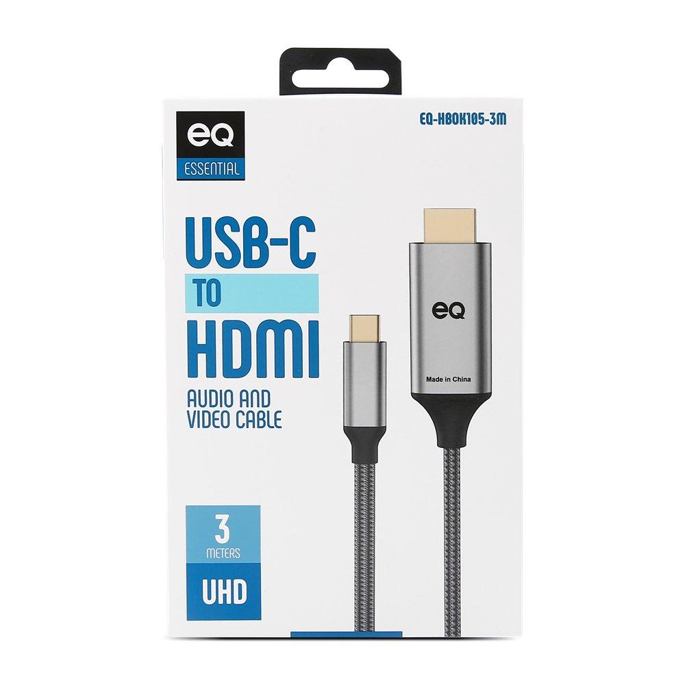 EQ Type C To HDMI Cable, 3 m, 60 Hz, MTL, HB0K105