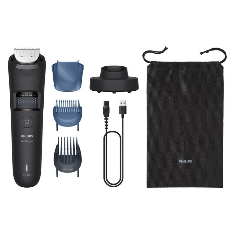 Philips Beard Trimmer BT5780/15 | 40 length settings 0.4–20 mm | Catches cut hairs to reduce mess | 100% washable | Up to 100 min cordless + 5-min quick charge | Charging stand | USB-A charging