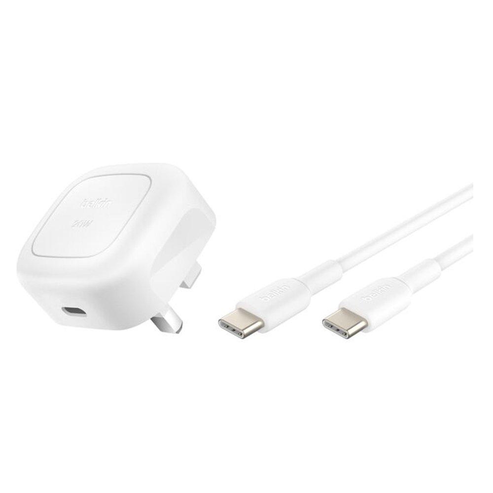 Belkin 20W USB-C Charger with 1m Cable, WCA009my1MWH-B6 - White